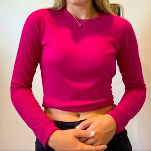 Hot Pink Crop Long sleeve top